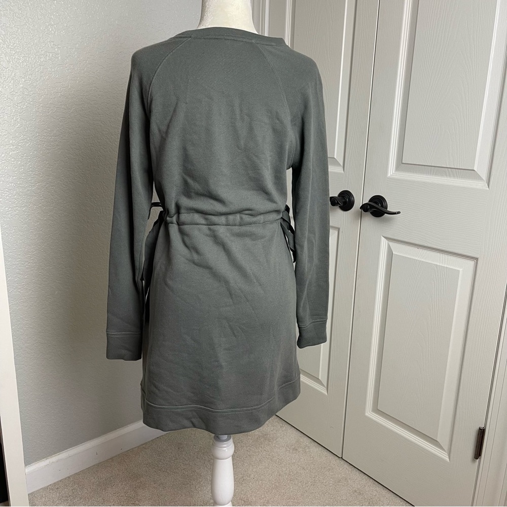 Athleta Cinch Sweatshirt Dress Olive Green/Gray XS - Picture 6 of 11